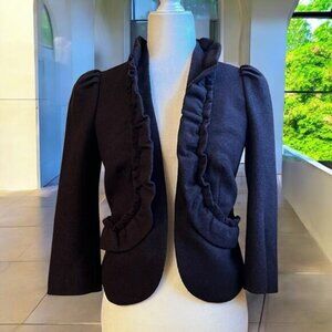 NEW ANTHRO x Elevenses Wool Tailored Ruffle Standing Double Collar Jacket 0 NWOT